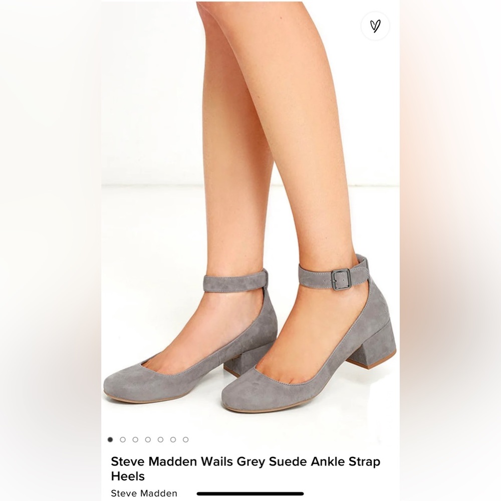 Steve Madden Wails Grey Suede Ankle Strap Heels Size: 7 1/2